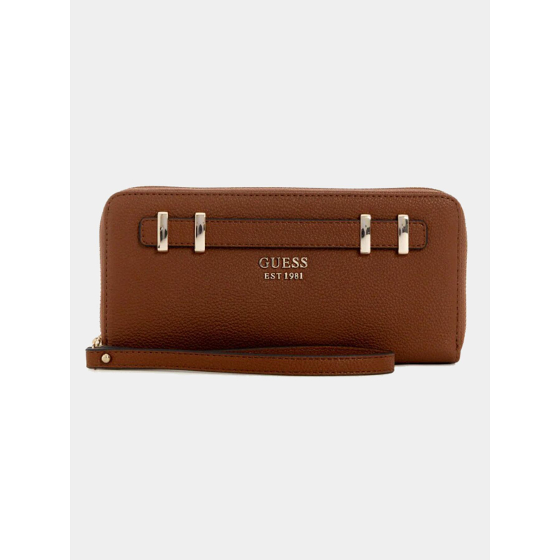 Portefeuille laurel medium zippé marron femme - Guess