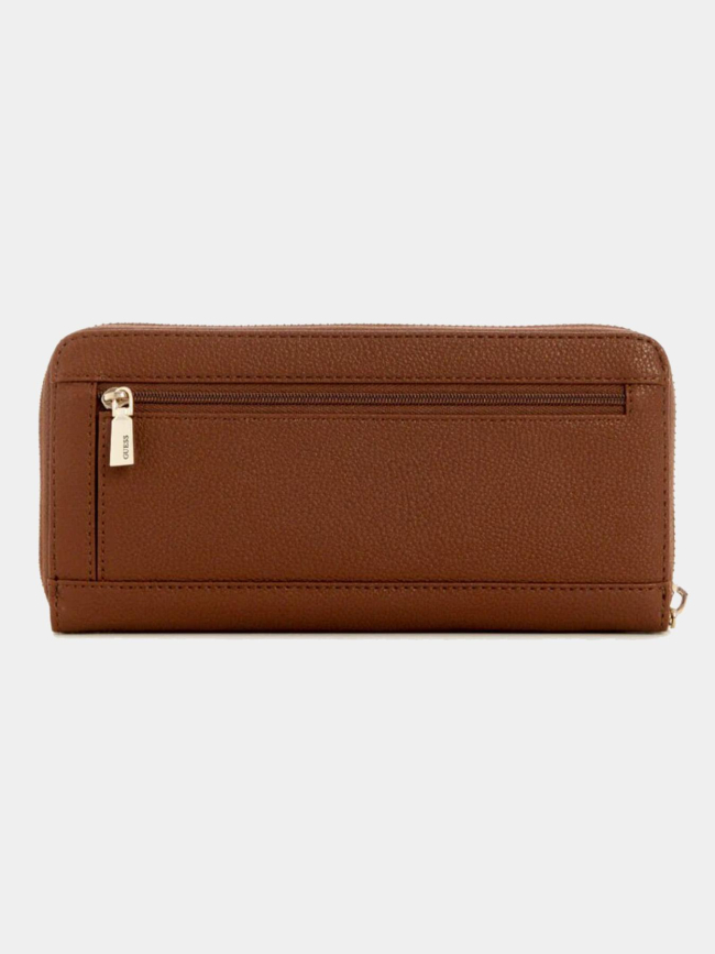 Portefeuille laurel medium zippé marron femme - Guess