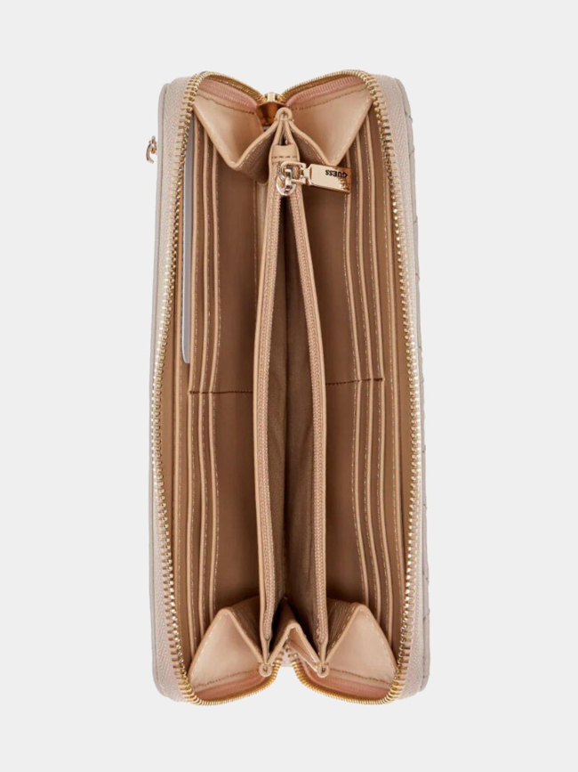 Portefeuille laurel medium zippé marron femme - Guess