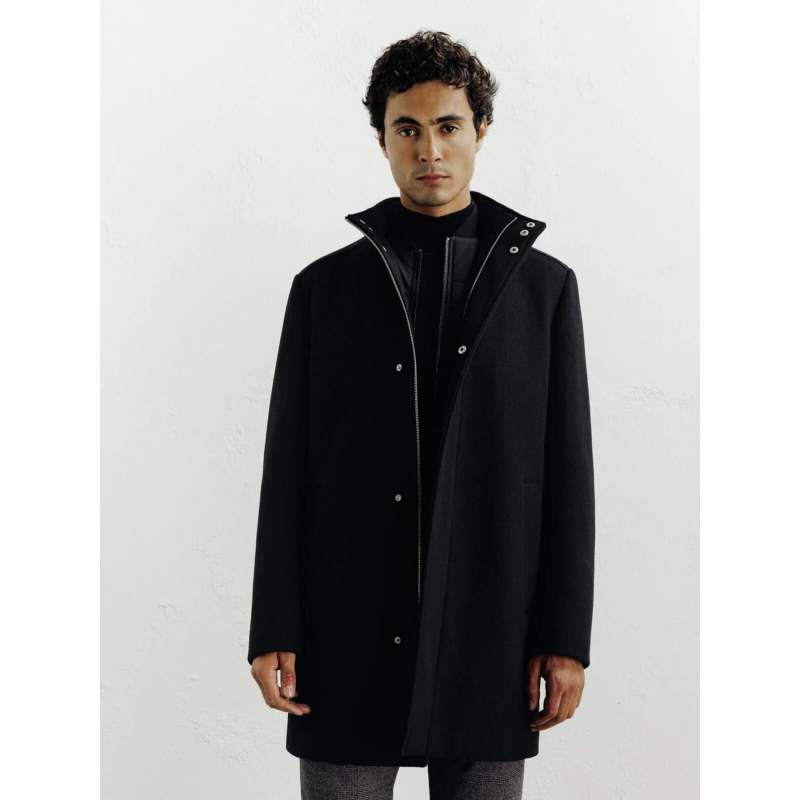 Manteau de ville en laine izuno noir homme - Izac
