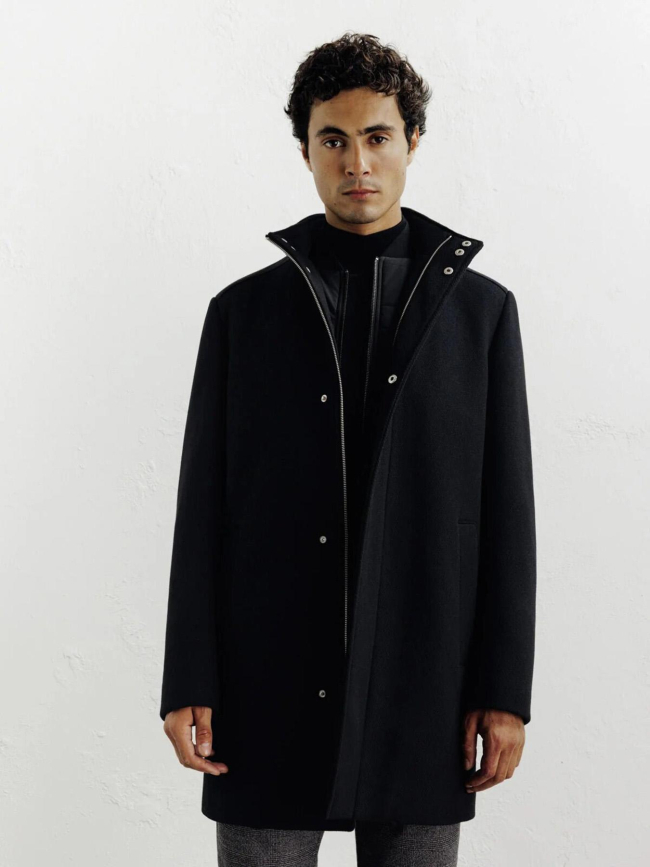 Manteau de ville en laine izuno noir homme - Izac