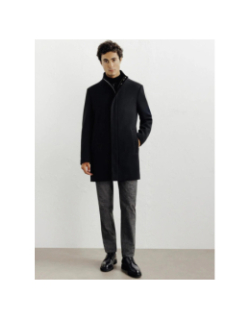 Manteau de ville en laine izuno noir homme - Izac