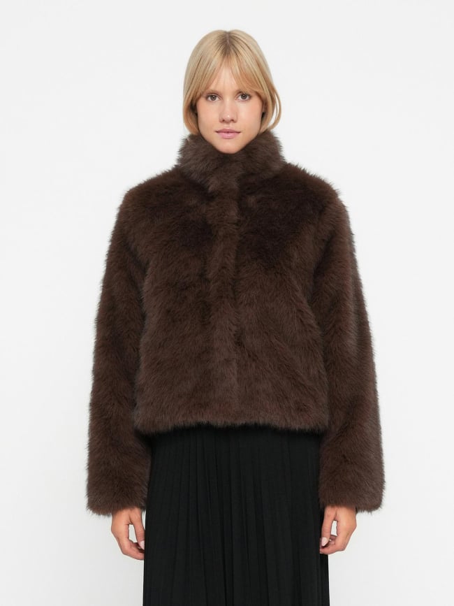 Veste fausse fourrure monroe marron femme - Vero Moda