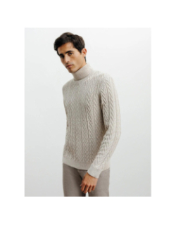 Pull col roulé borsade beige homme - Izac