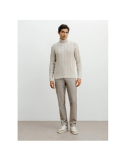 Pull col roulé borsade beige homme - Izac