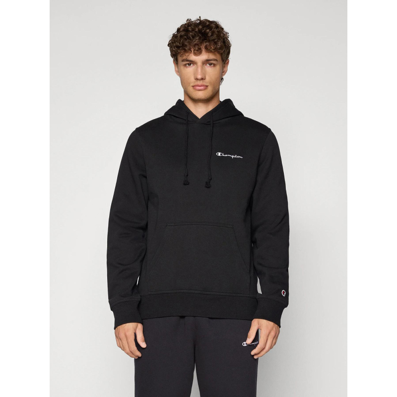 Sweat à capuche petit logo noir homme - Champion