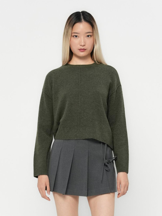 Pull en maille à col rond chiné vmbesti kaki femme - Vero Moda