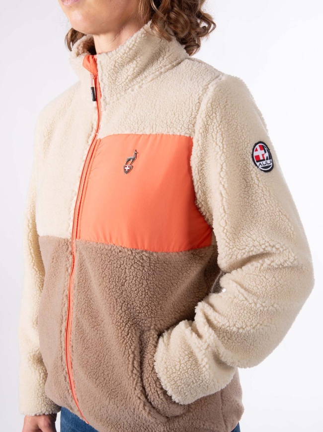 Veste polaire seconde couche sherpa beige marron femme - Aulp
