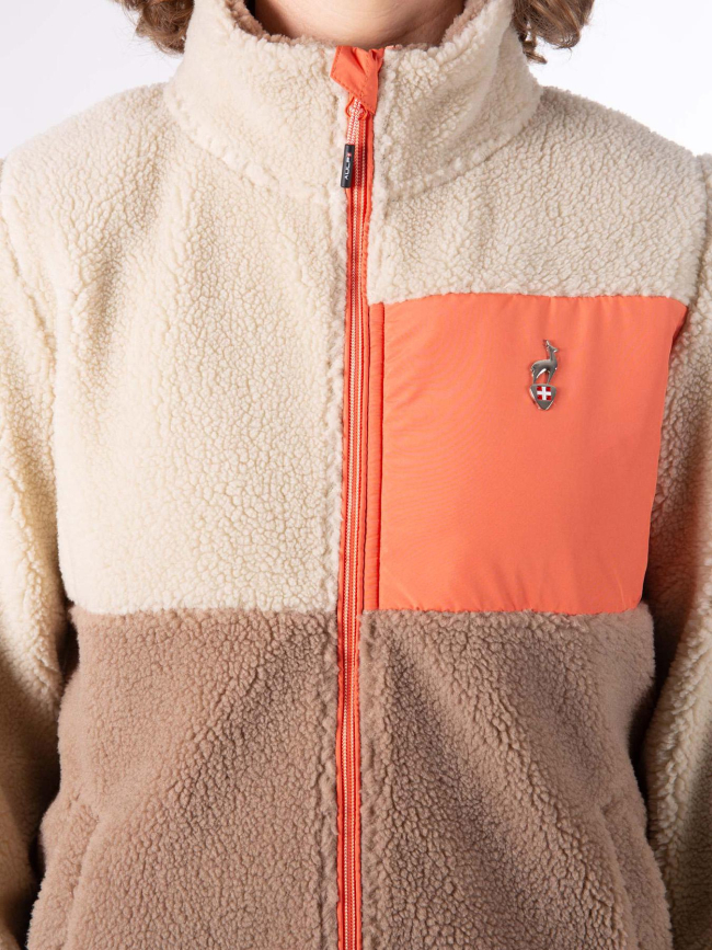 Veste polaire seconde couche sherpa beige marron femme - Aulp