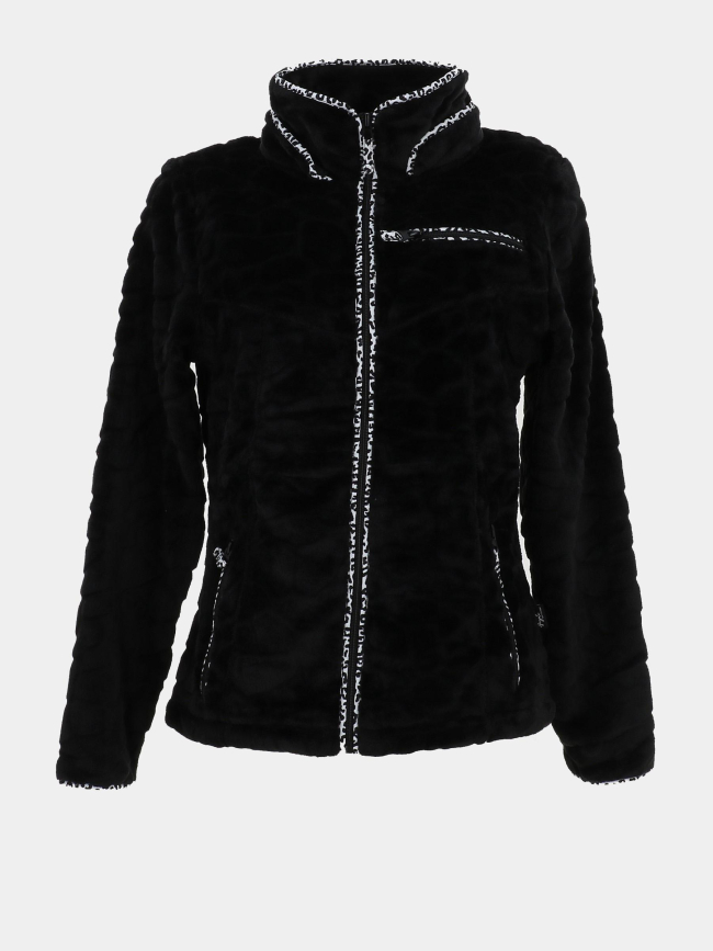 Veste polaire à motif léopard Mireille noir femme - Angèle Sportswear