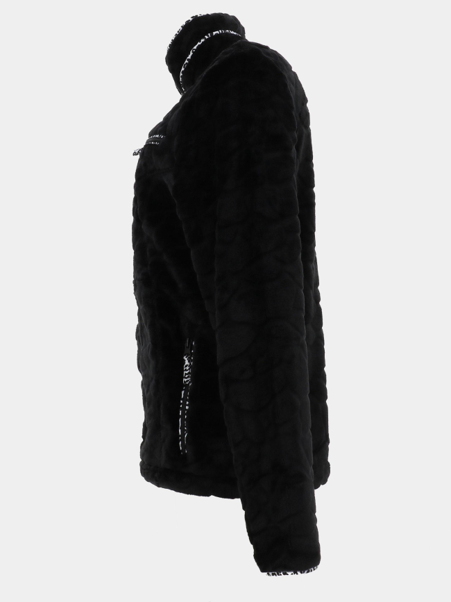 Veste polaire à motif léopard Mireille noir femme - Angèle Sportswear