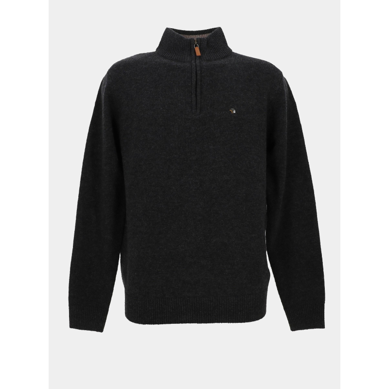 Pull col zippé en laine federup anthracite homme - Benson & Cherry