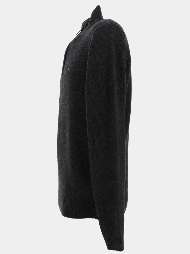 Pull col zippé en laine federup anthracite homme - Benson & Cherry