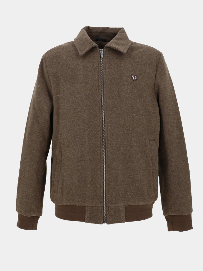 Blouson zippé en laine épaisse reboot marron homme - Benson & Cherry