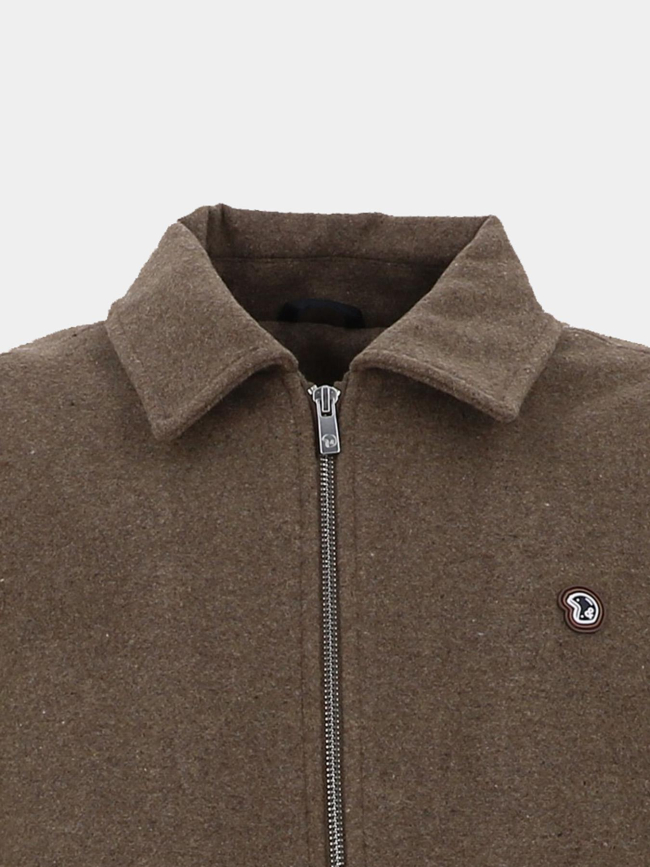 Blouson zippé en laine épaisse reboot marron homme - Benson & Cherry