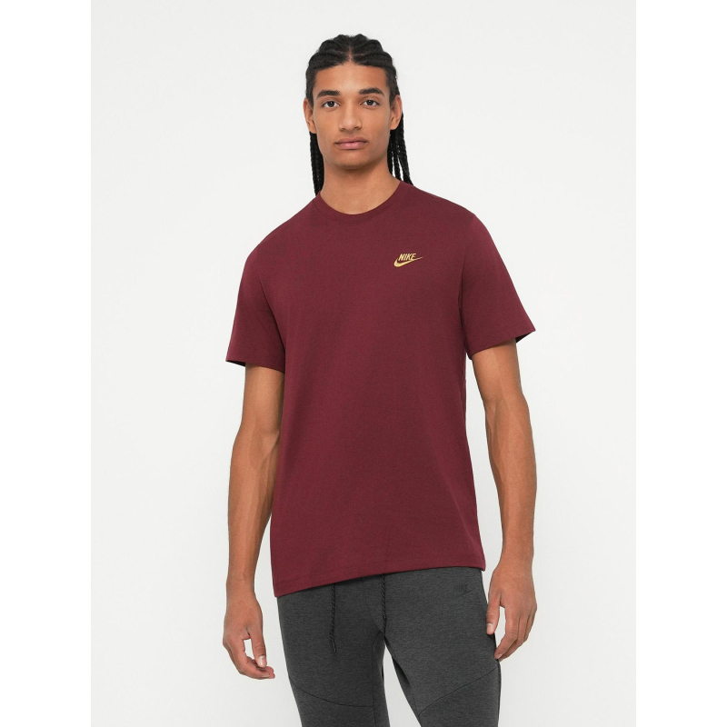T-shirt nsw club à logo brodé doré bordeaux homme - Nike