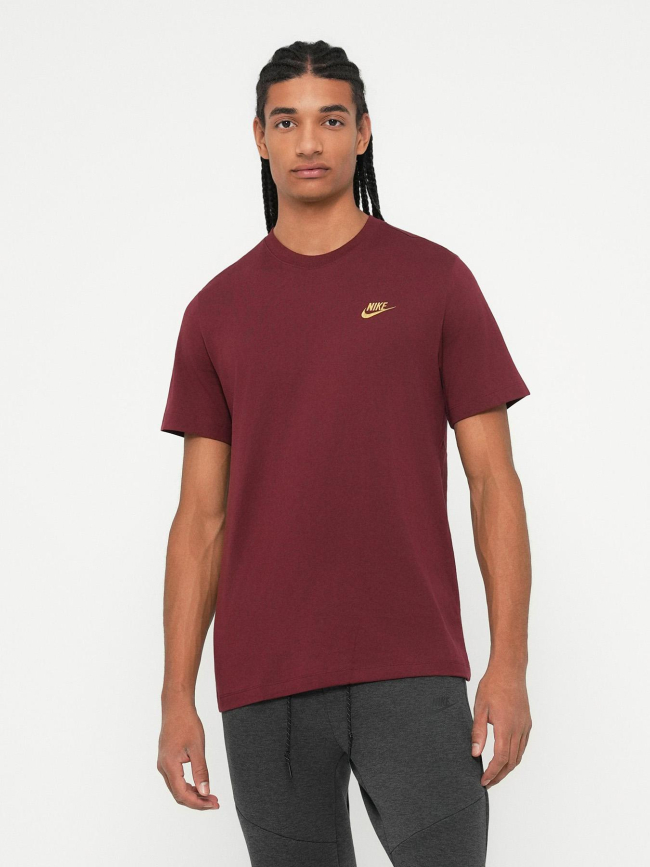 T-shirt nsw club à logo brodé doré bordeaux homme - Nike