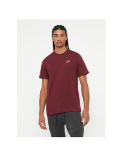 T-shirt nsw club à logo brodé doré bordeaux homme - Nike