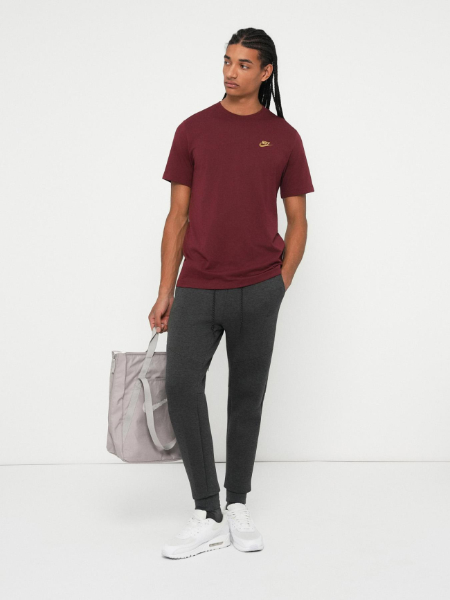 T-shirt nsw club à logo brodé doré bordeaux homme - Nike