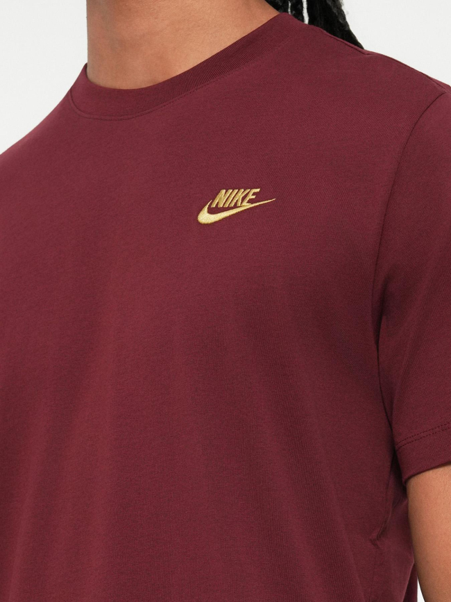 T-shirt nsw club à logo brodé doré bordeaux homme - Nike