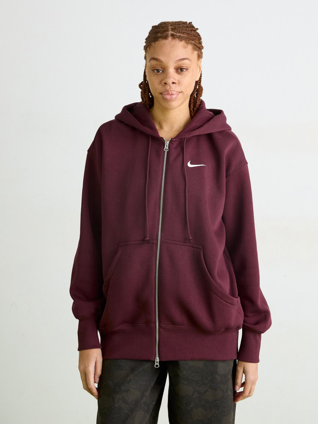 Sweat zippé à capuche nsw phoenix bordeaux femme - Nike