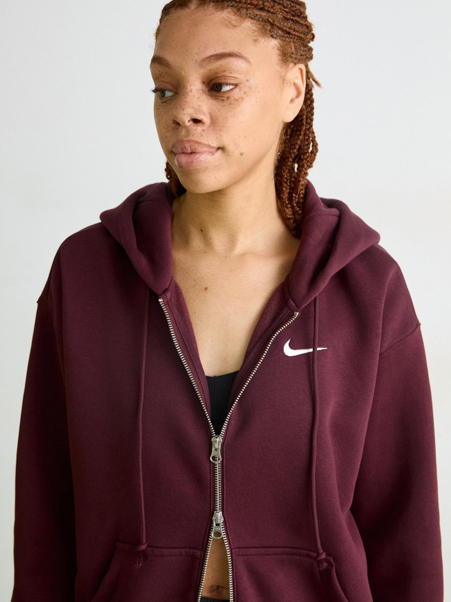 Sweat zippé à capuche nsw phoenix bordeaux femme - Nike