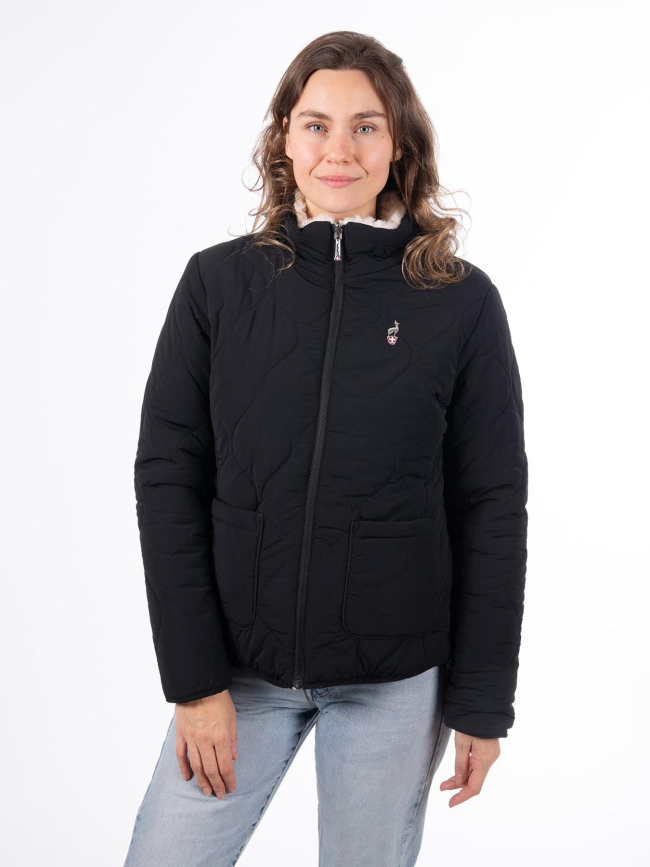 Veste réversible fausse fourrure carpy beige et noir femme - Aulp