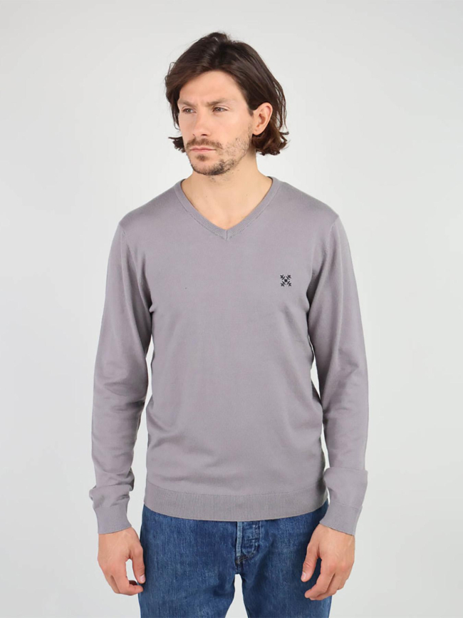 Pull léger à col v revio gris homme - Oxbow