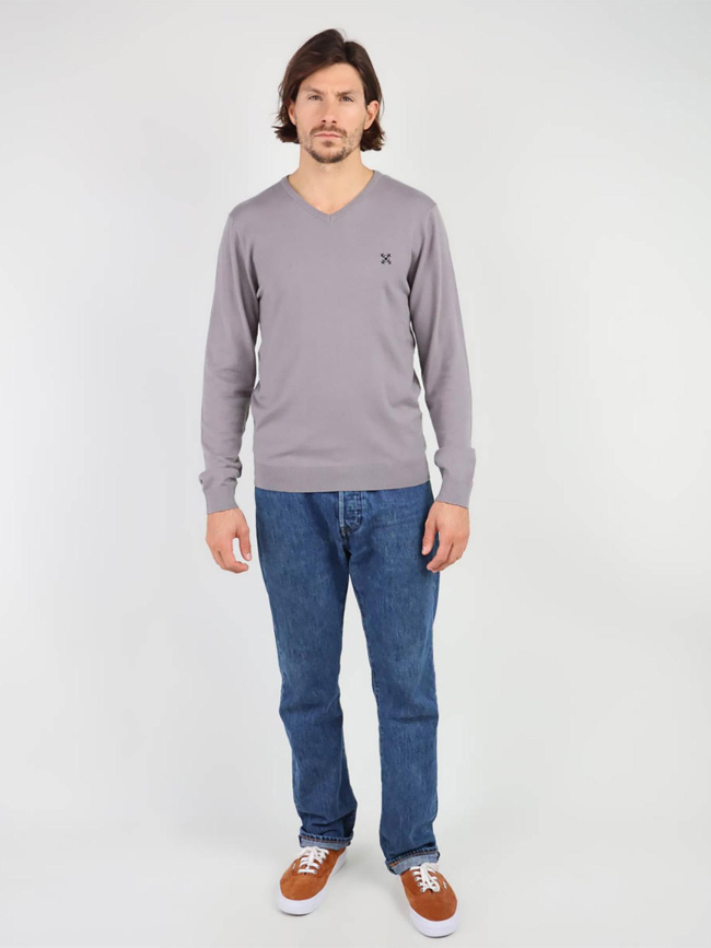Pull léger à col v revio gris homme - Oxbow