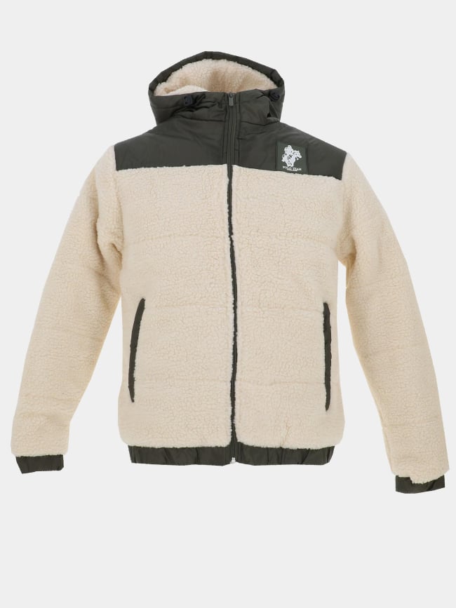 Veste bi-matère sherpa neo team blanc et kaki homme - Polo Team