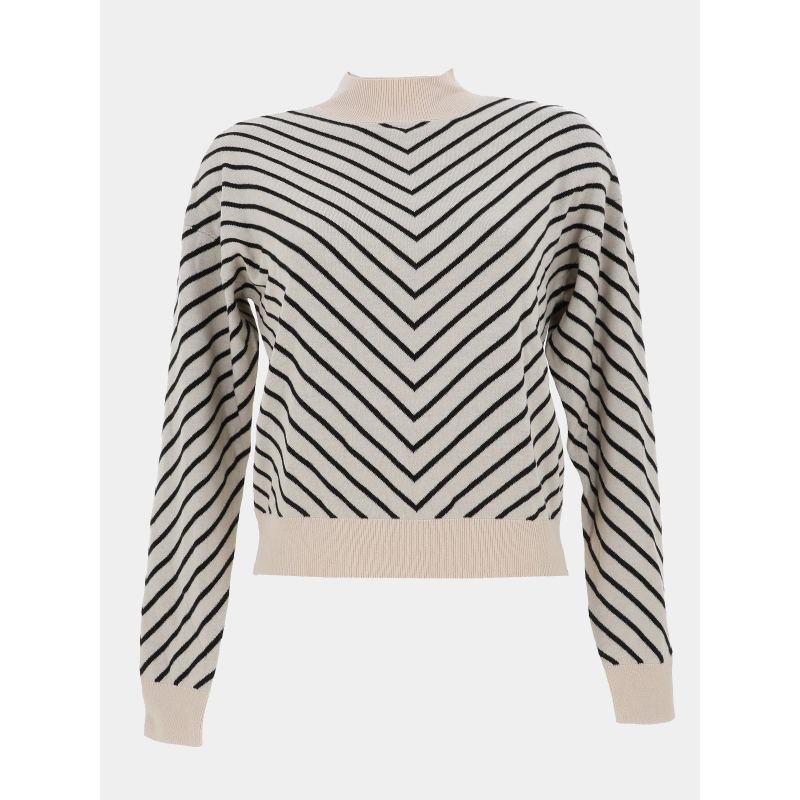 Pull fin rayé capricorn beige noir femme - Vero Moda