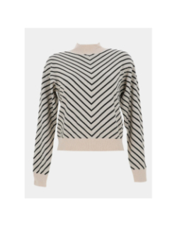 Pull fin rayé capricorn beige noir femme - Vero Moda