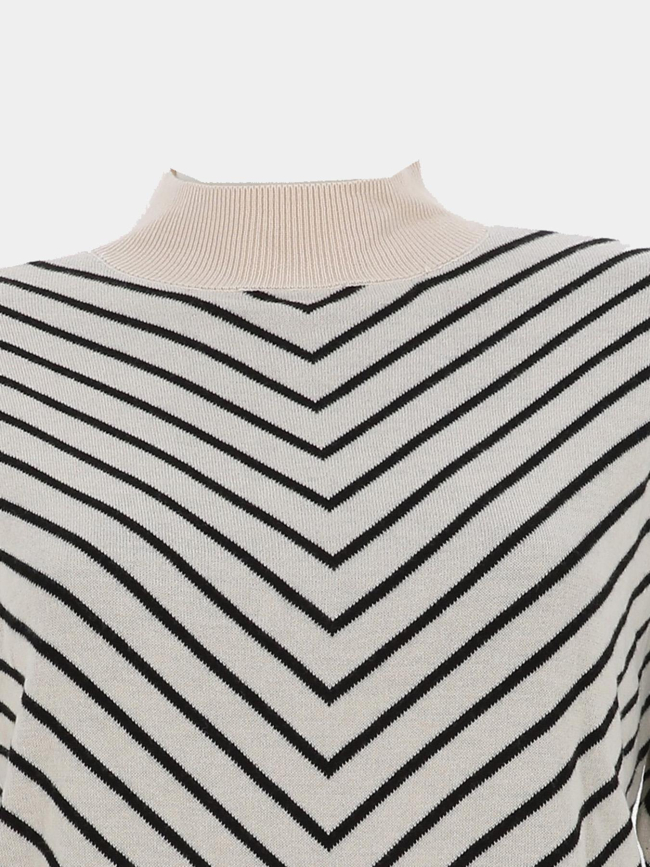 Pull fin rayé capricorn beige noir femme - Vero Moda