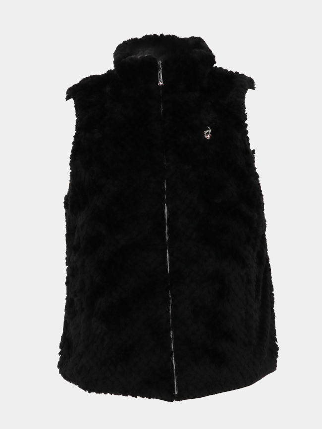 Veste sans manches à fausse fourrure réversible leopard carol noir femme - Aulp