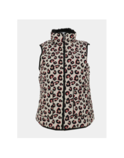 Veste sans manches à fausse fourrure réversible leopard carol noir femme - Aulp