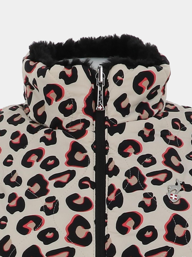 Veste sans manches à fausse fourrure réversible leopard carol noir femme - Aulp