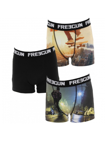 Pack 3 boxers skateboard multicolore garçon - Freegun