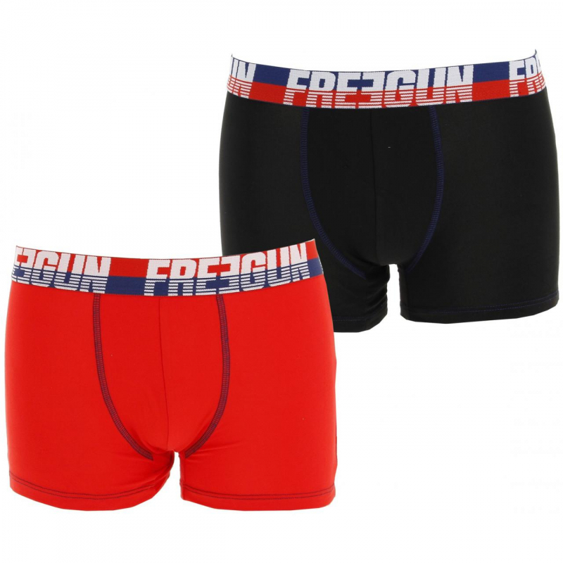 Pack 2 boxers rouge/noir homme - Freegun