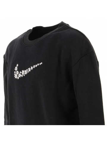 Sweat crew daisy logo fleurs noir fille - Nike