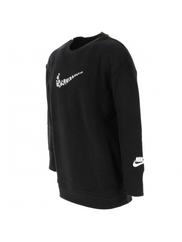 Sweat crew daisy logo fleurs noir fille - Nike