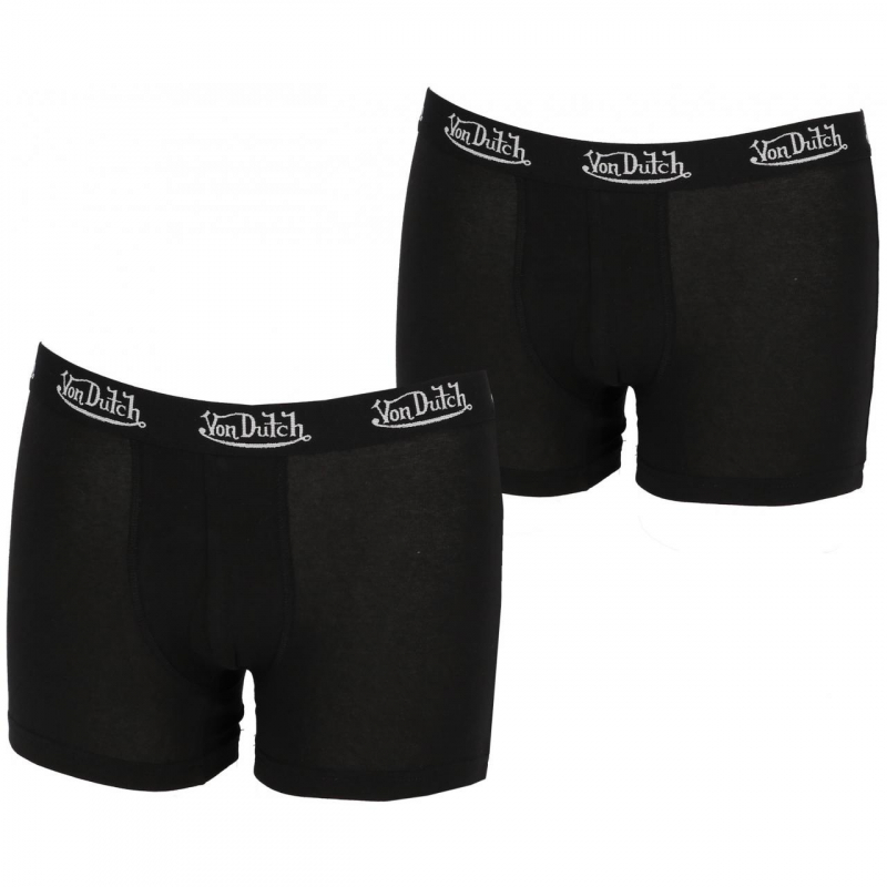 Pack 2 boxers uni noir homme - Von Dutch