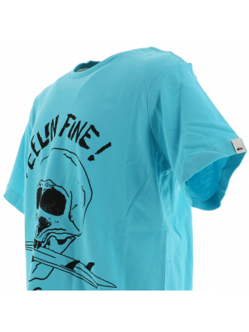 T-shirt skull board bleu ciel garçon - Quiksilver