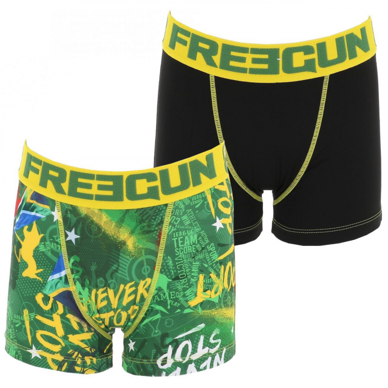 Pack 2 boxers coupe du monde vert garçon - Freegun