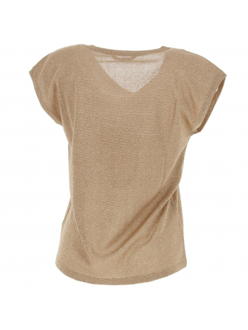 T-shirt top silvery paillettes marron femme - Only