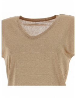 T-shirt top silvery paillettes marron femme - Only