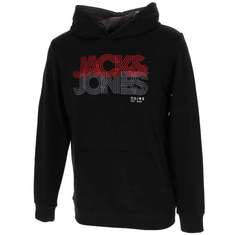 Sweat à capuche power logo noir garçon - Jack & Jones