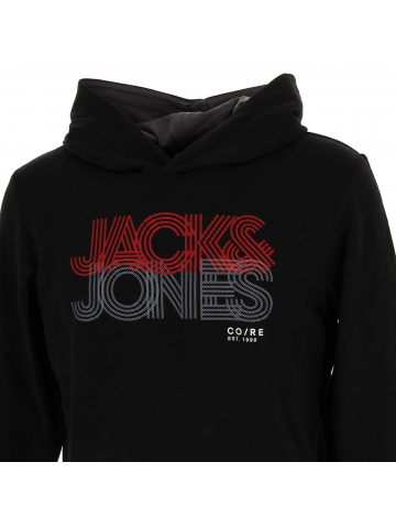 Sweat à capuche power logo noir garçon - Jack & Jones