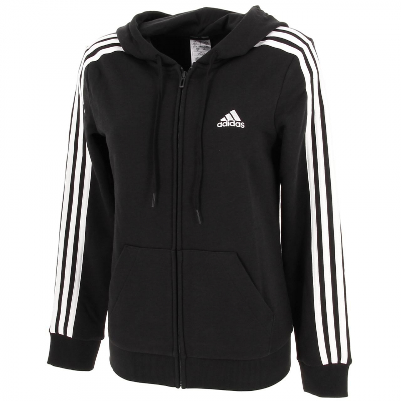 Sweat à capuche 3 bandes noir femme -Adidas