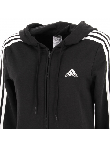 Sweat à capuche 3 bandes noir femme -Adidas