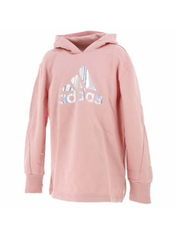 Sweat à capuche logo argenté rose fille - Adidas